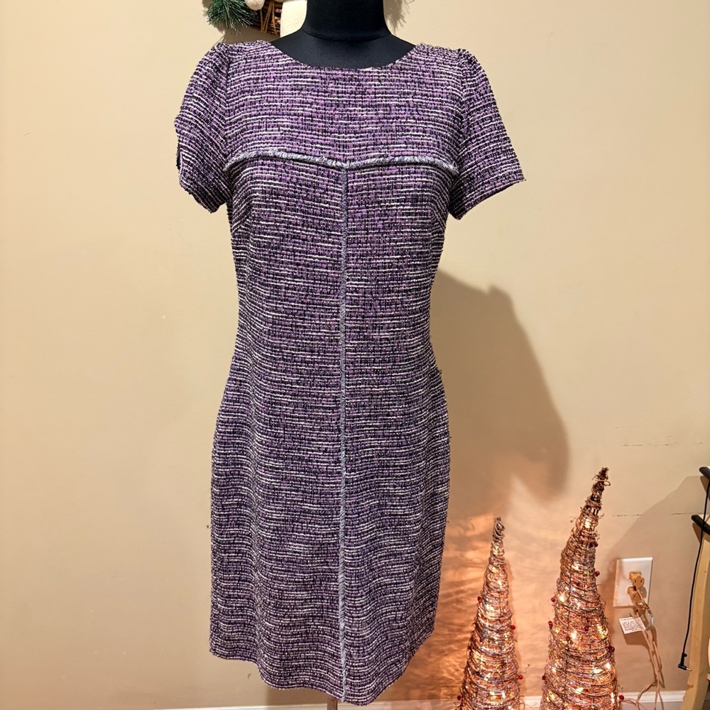 Karl Lagerfeld Purple Tweed stretch  Midi Dress size 8
